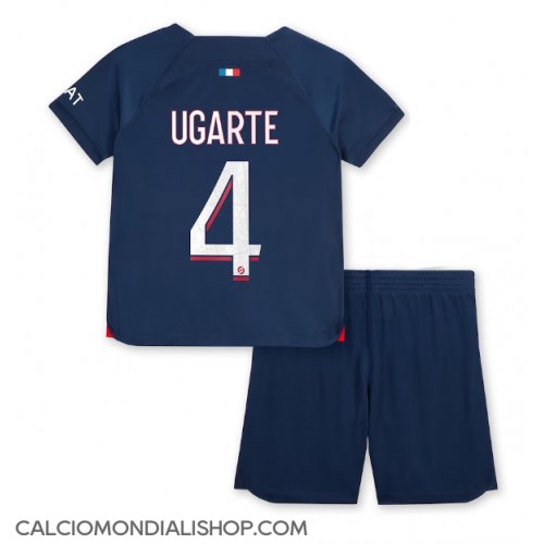 Maglie da calcio Paris Saint-Germain Manuel Ugarte #4 Prima Maglia Bambino 2023-24 Manica Corta (+ Pantaloni corti)